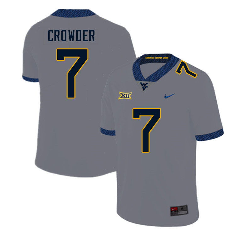 Men #7 Will Crowder West Virginia Mountaineers College Football Jerseys Sale-Gray